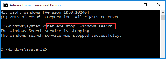 disable Windows Search temporarily