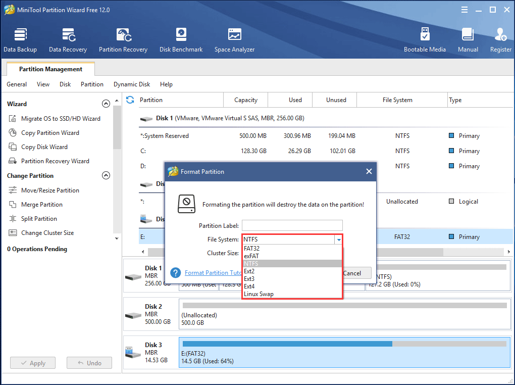 specify file system for the write-protected USB drive