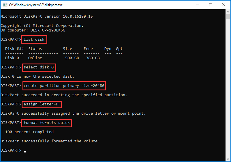 diskpart windows 10 initialize drive