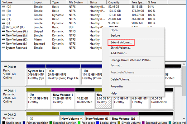 extend dynamic volume
