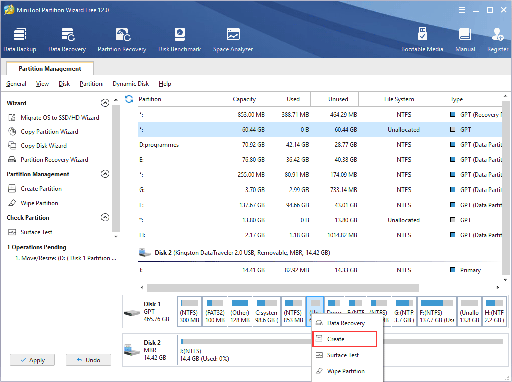 make disk partition in windows 10