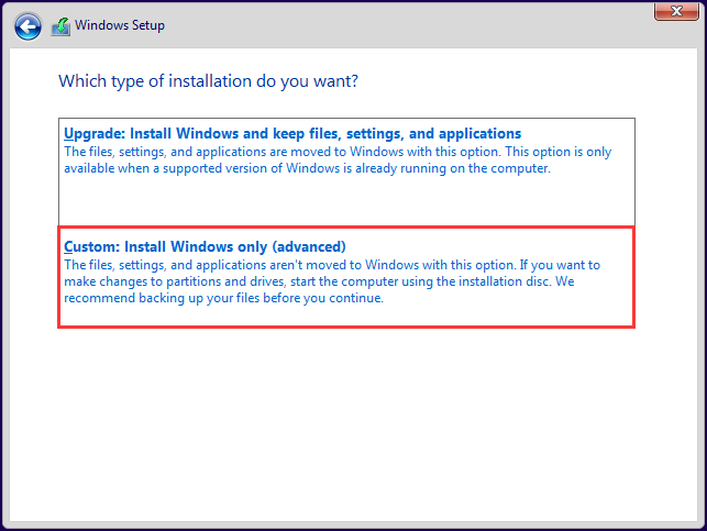 choose Install Windows only