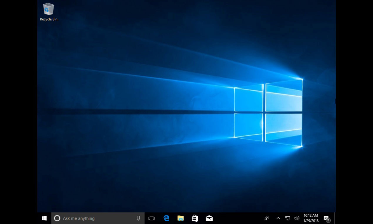 the desktop of Windows 10