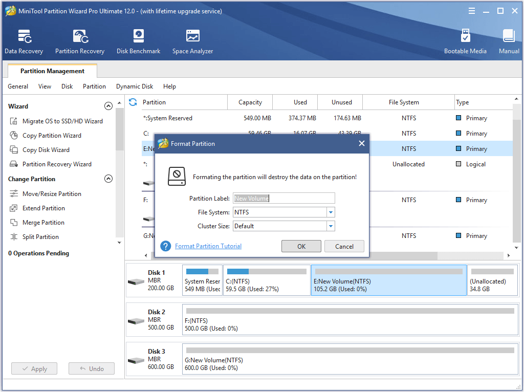 set partition elements and click OK to continue