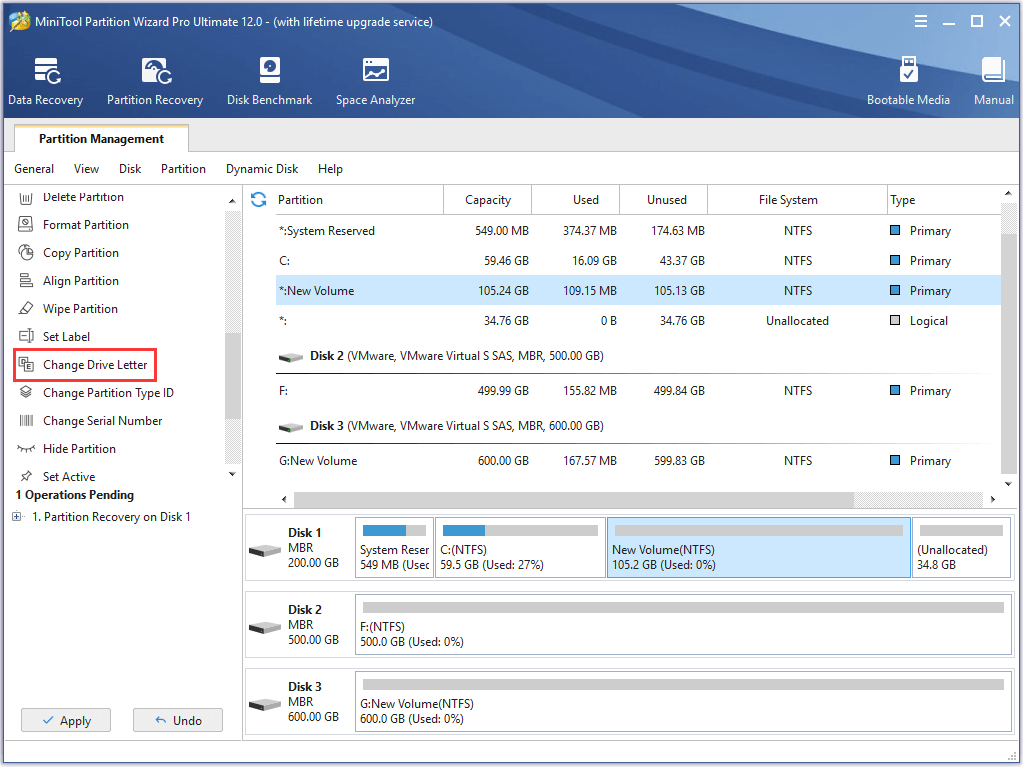 click Change Drive Letter to continue