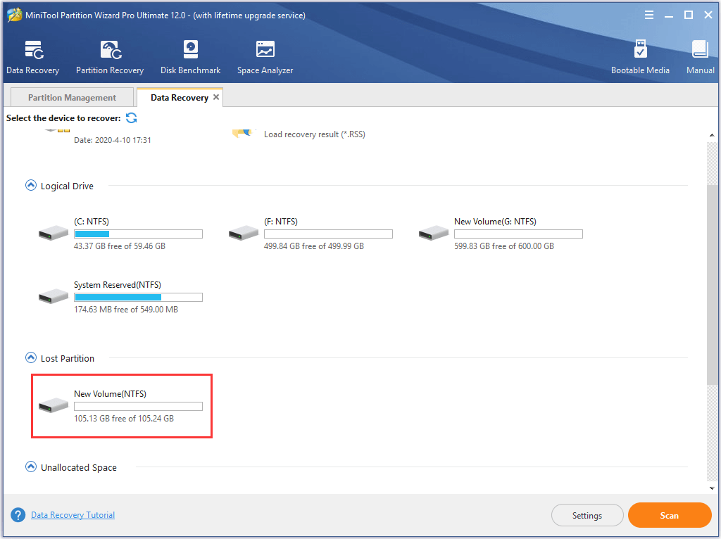 choose the lost partition