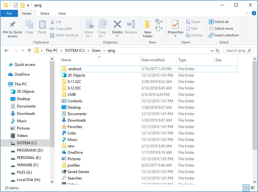 open administrator’s folder