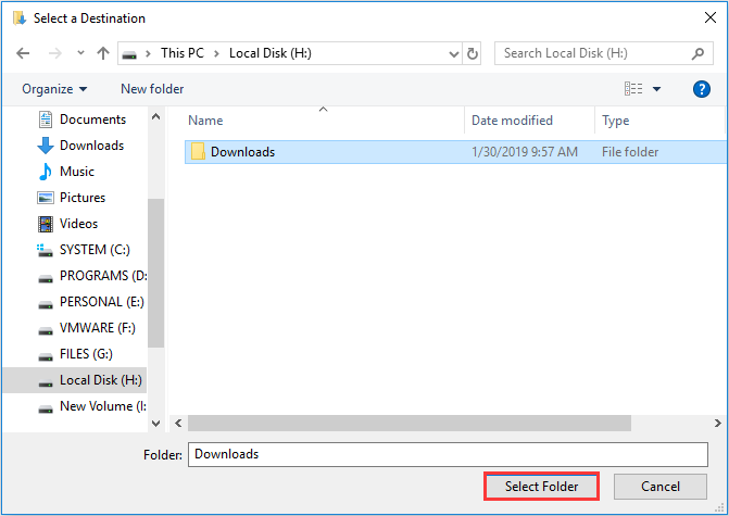 click Select Folder