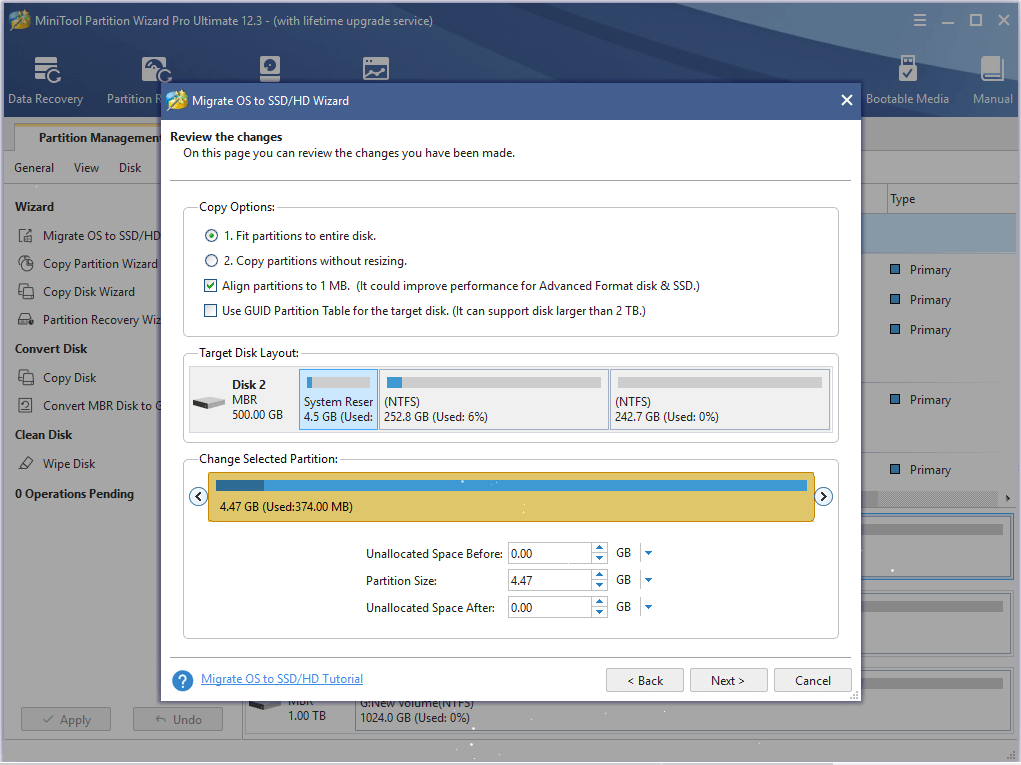 edit partition size and location