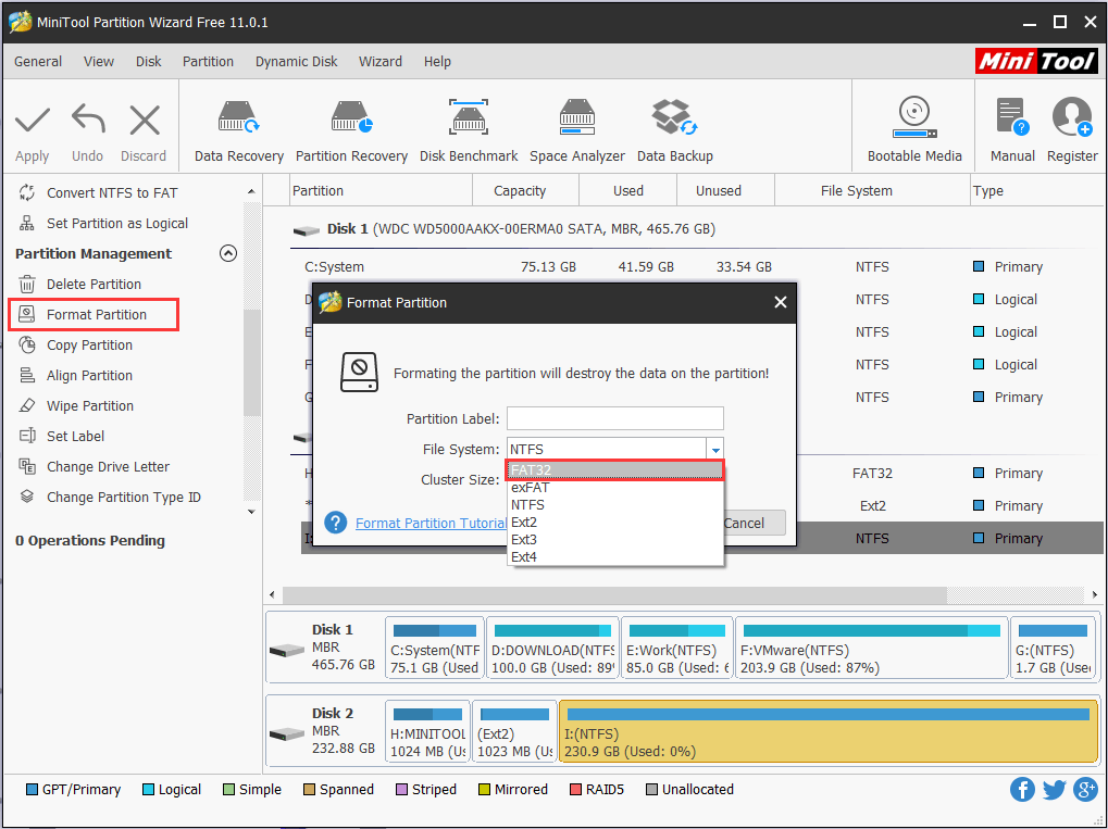 format partition larger than 32GB to FAT32
