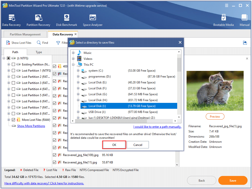 save needed files to another drive