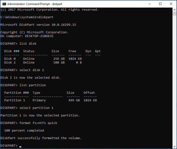 format partition with command prompt