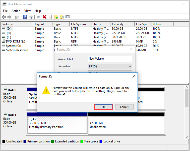 confirm the formatting