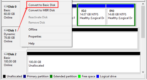 convert to basic disk in Disk Management