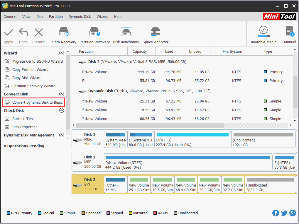choose Convert Dynamic Disk to Basic Disk