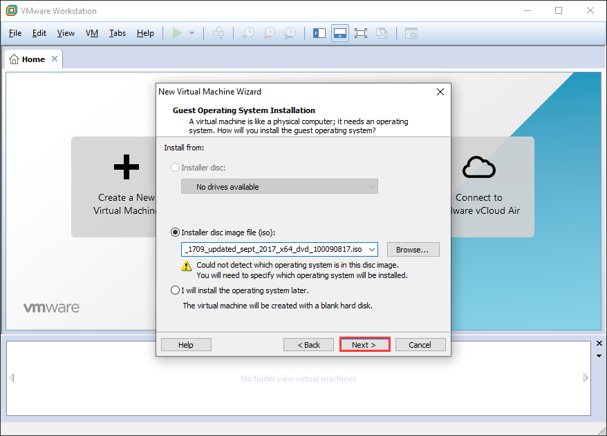 choose Install from installer disk image file