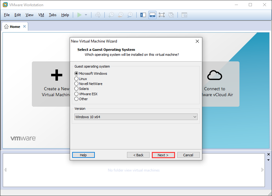 select a guest operating system