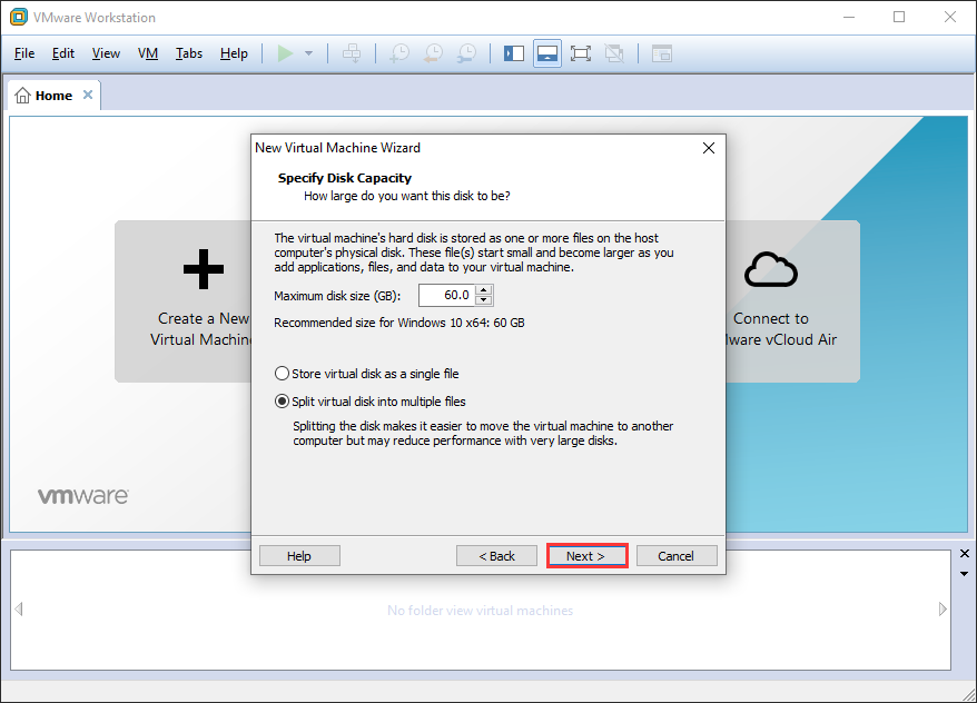 set virtual hard drive capacity