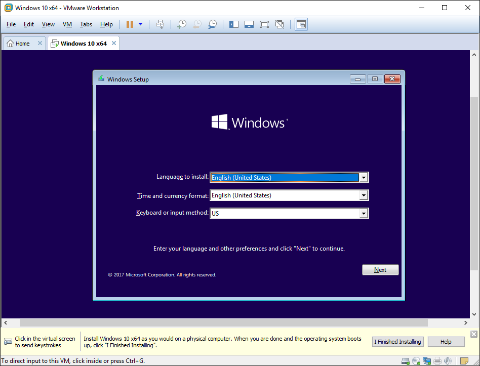 install Windows 10 on virtual machine
