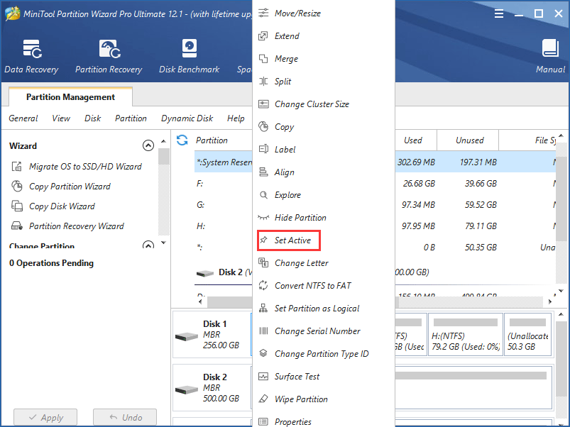 set system reserved partition active