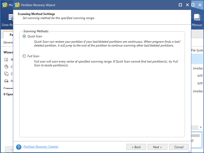 choose a scan method
