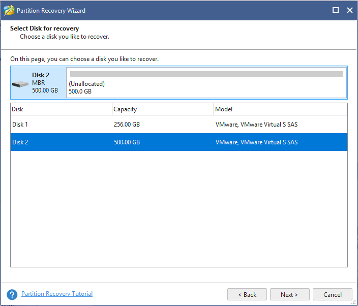 choose a disk to recover