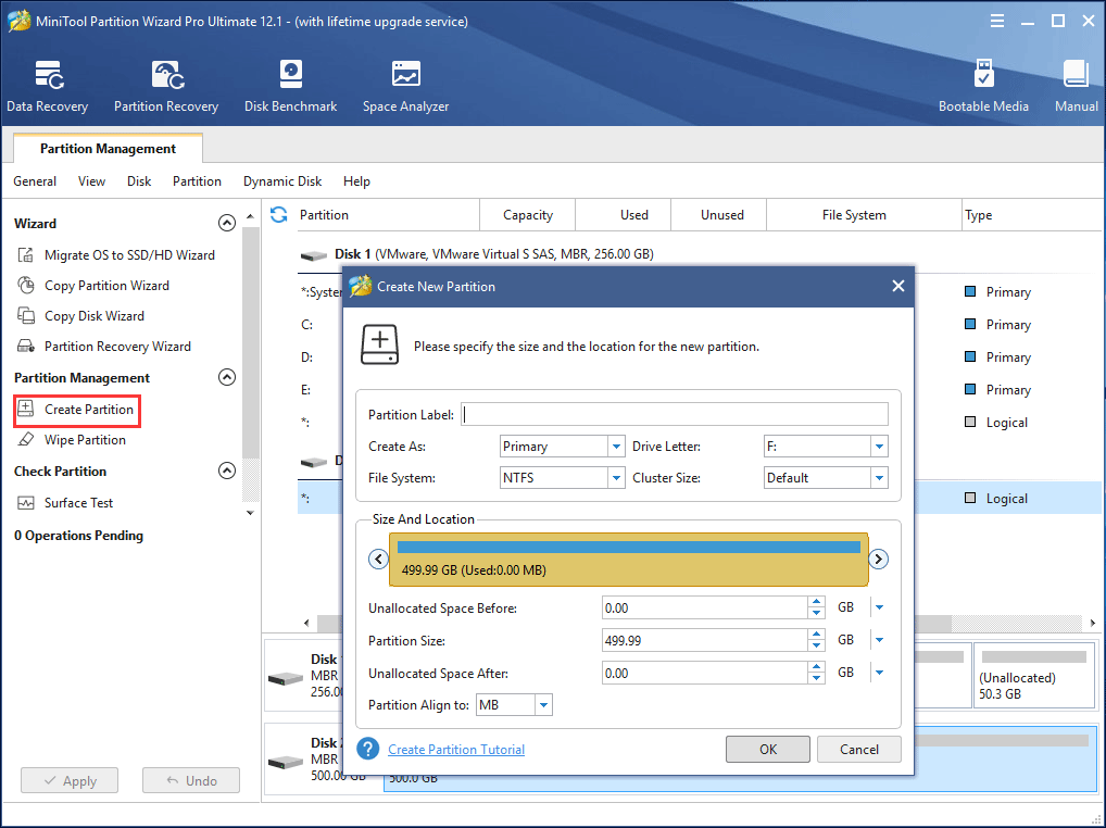 create a new partition on unallocated space