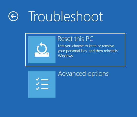 reset this pc