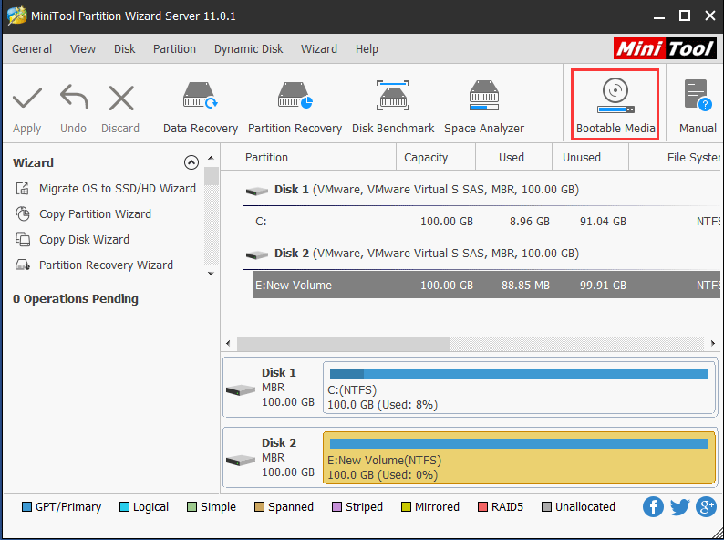 click Bootable Media to continue