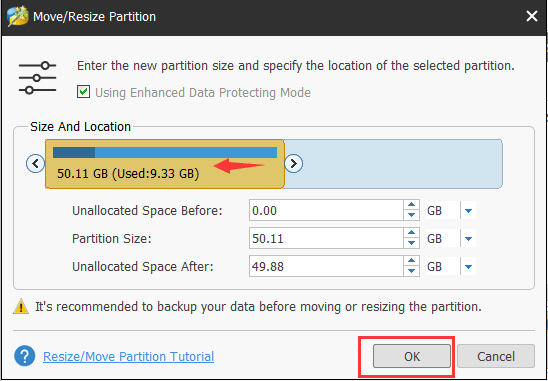 drag the slide and click OK to continue