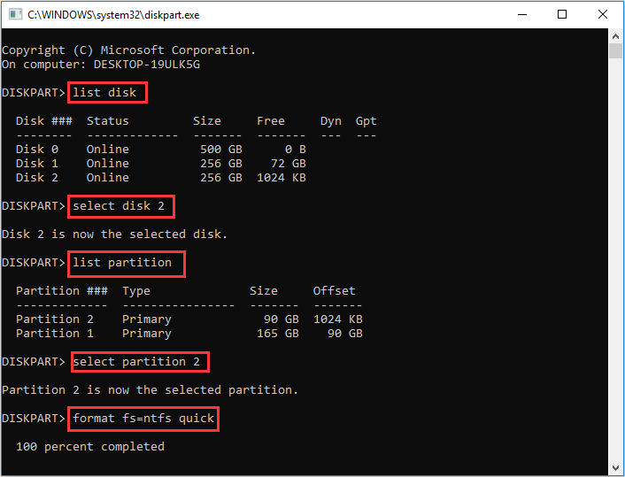 format hard drive in CMD
