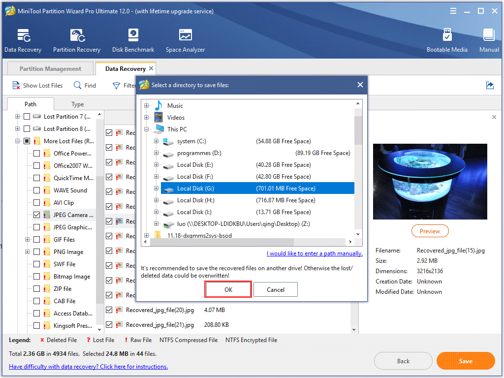 save files to another drive