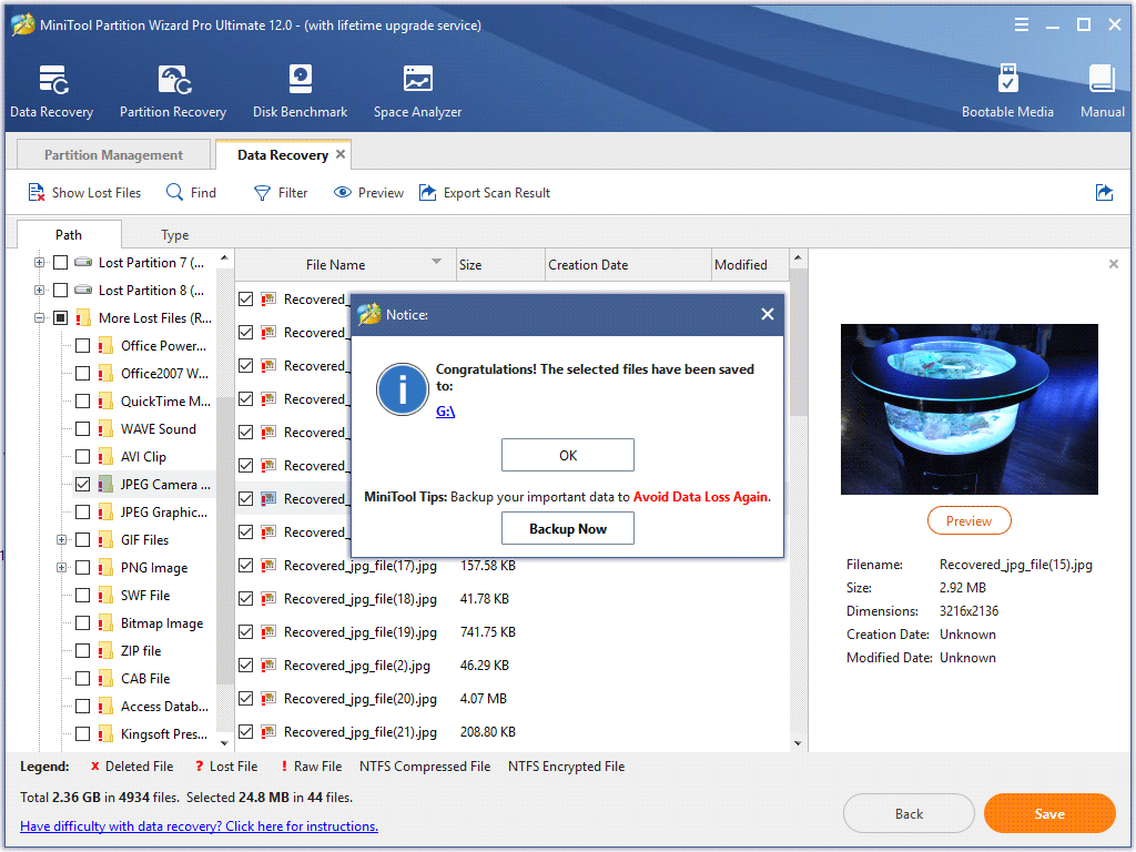 save the file to another drive successfully