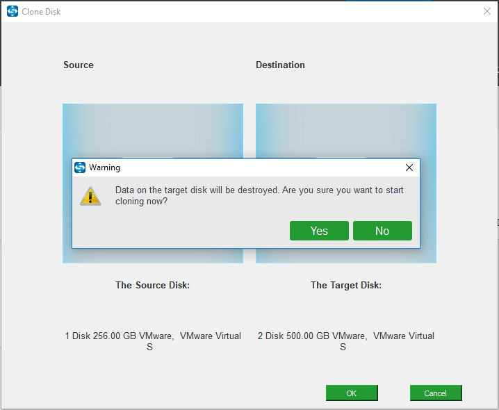choose clone source disk and target disk