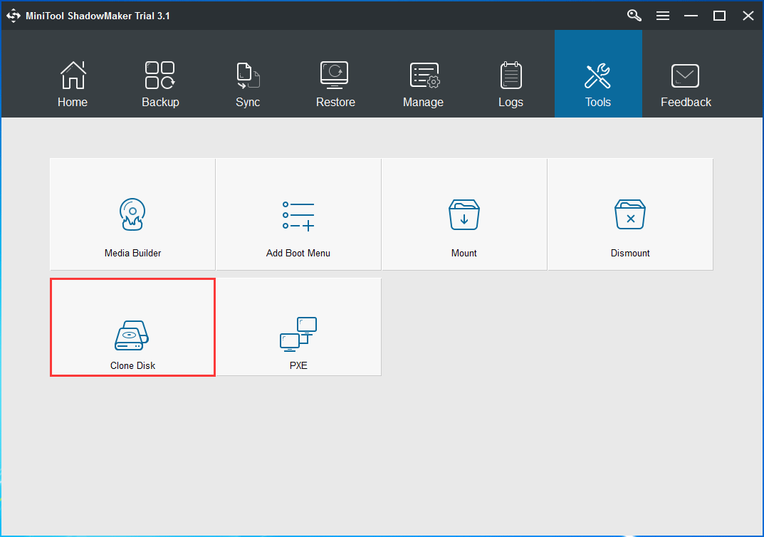  clone disk in MiniTool ShadowMaker