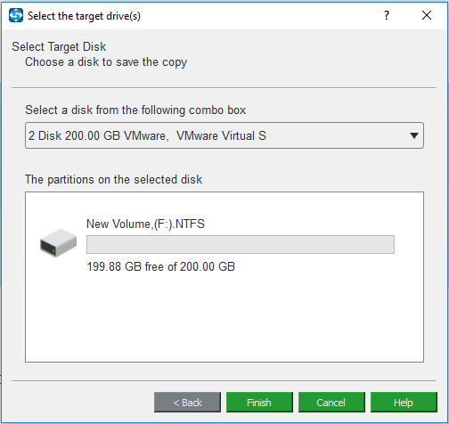 choose a target disk to continue