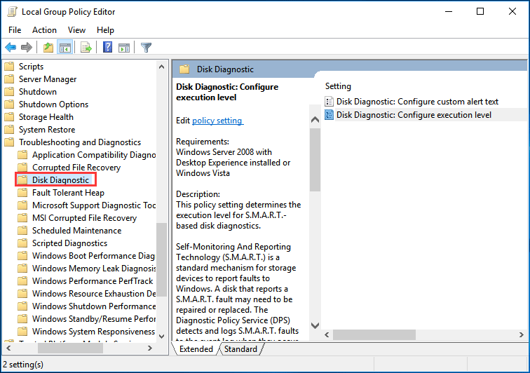 disk diagnostic Windows 10