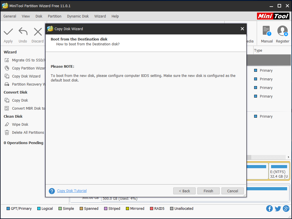 boot from destination disk