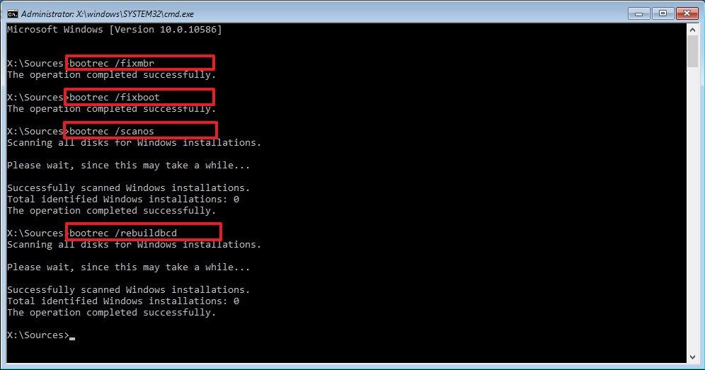command to fix mbr in windows 7