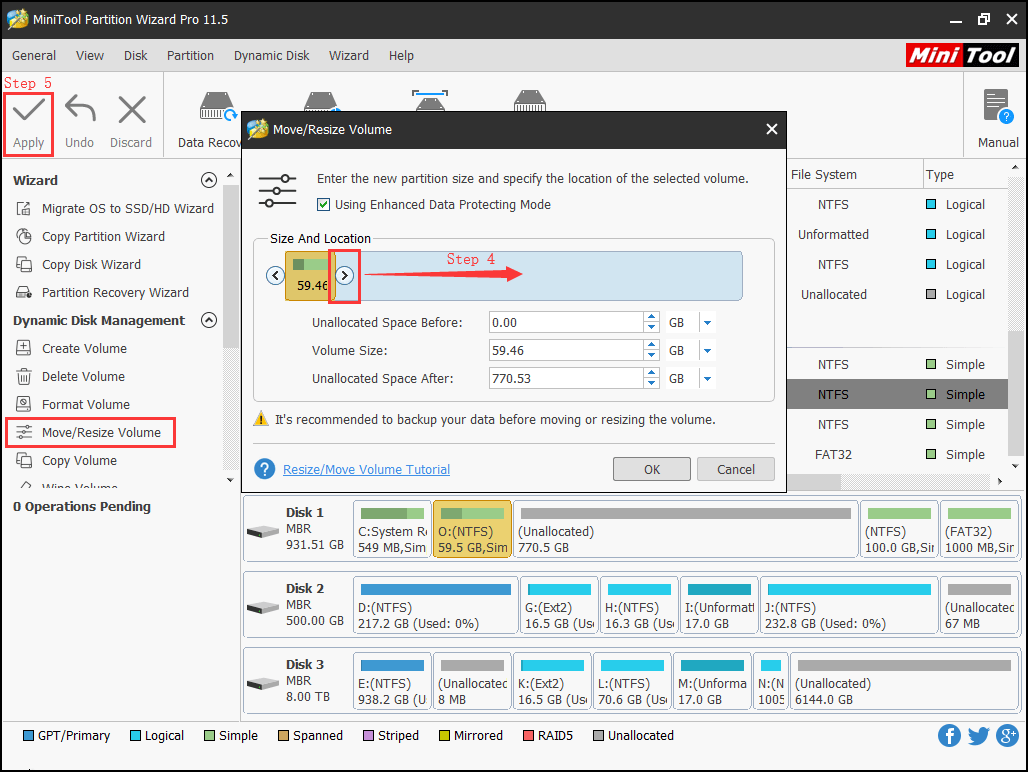extend boot partition dynamic using Partition Wizard