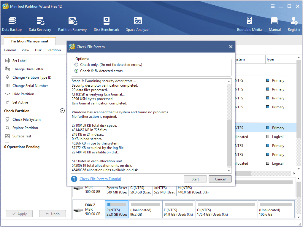 Windows has scanned the file system and found no problems