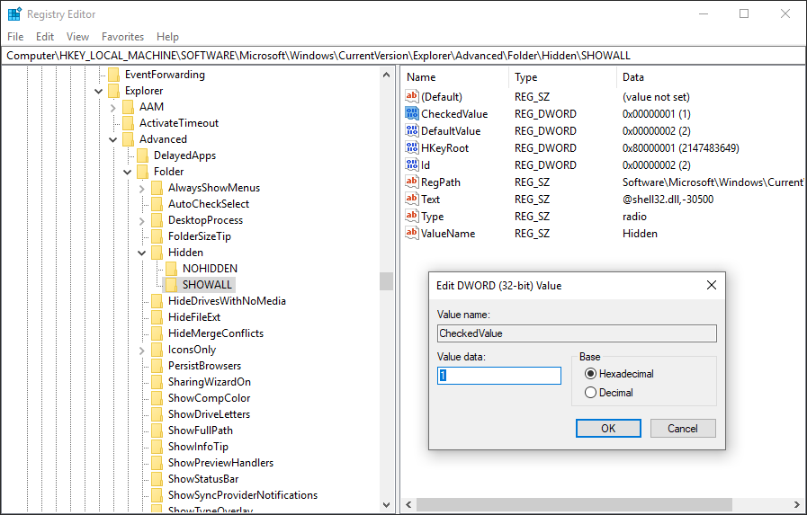 check the value data of CheckedValue