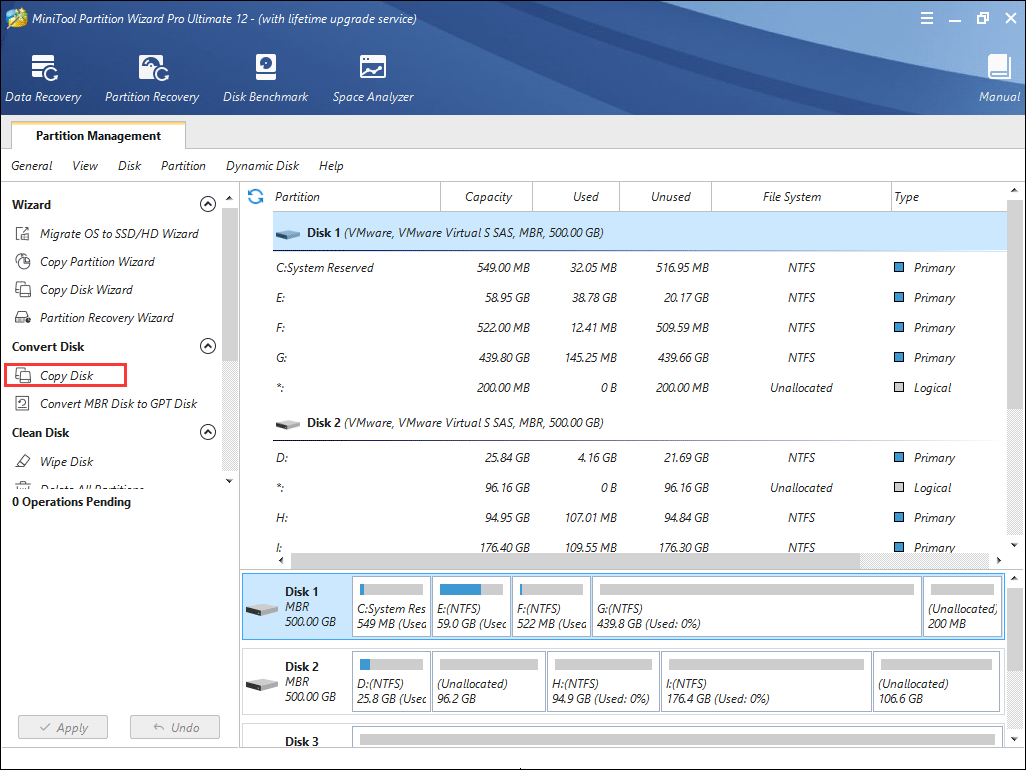 click copy disk