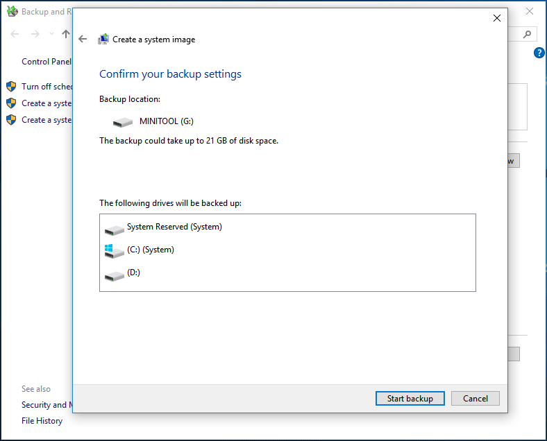 confirm your backup settings