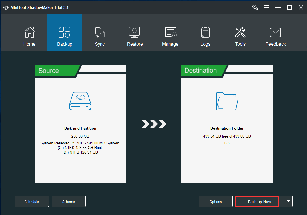 MiniTool ShadowMaker hard drive image backup