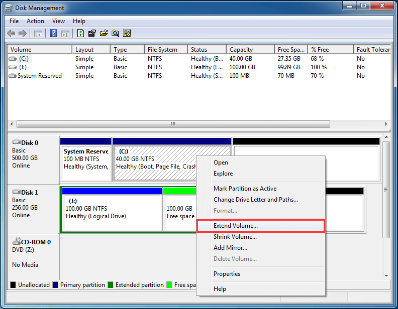 extend drive C by following the Extend Volume wizard