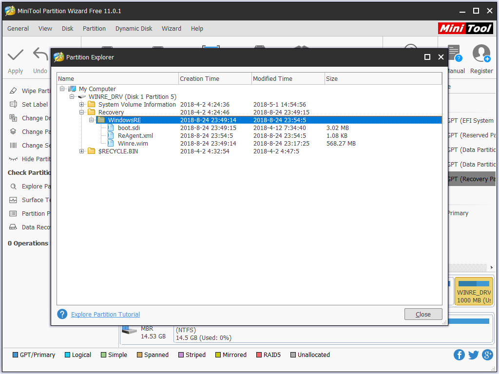 view the partition content