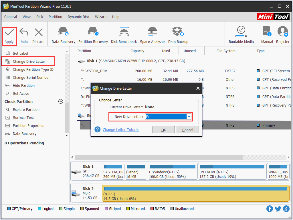 remove drive letter in third-party software