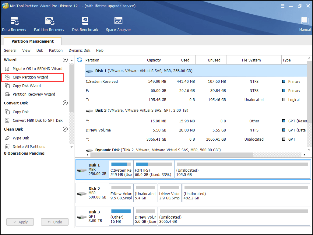 go to Copy Disk Wizard