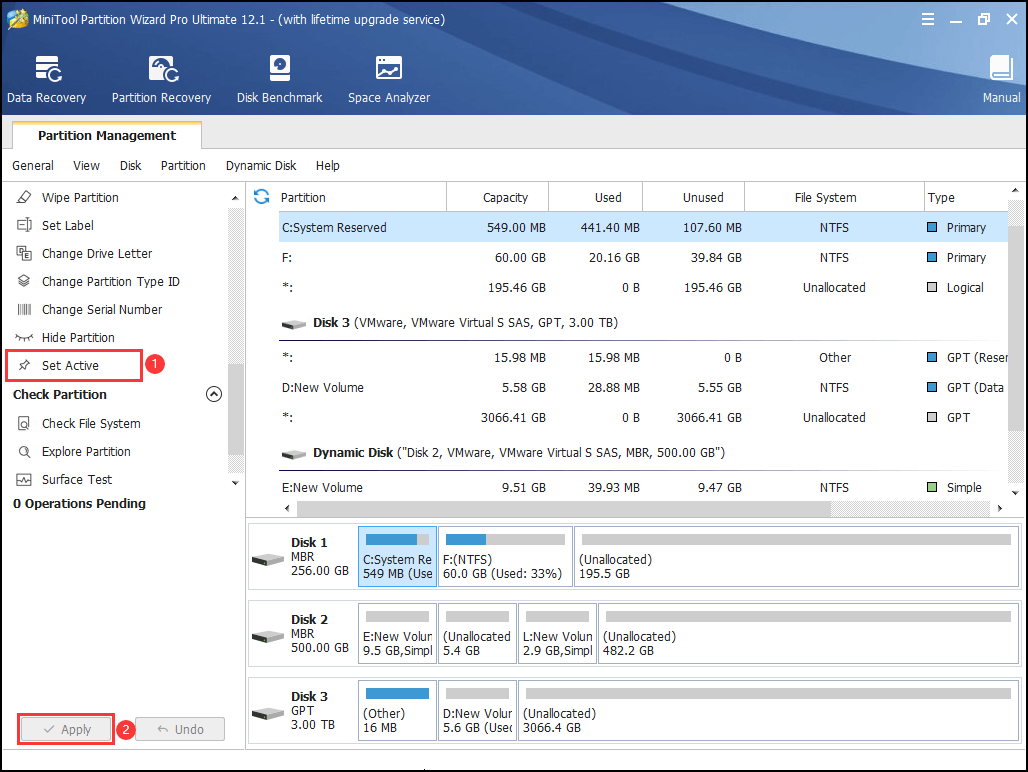 set the correct partition active